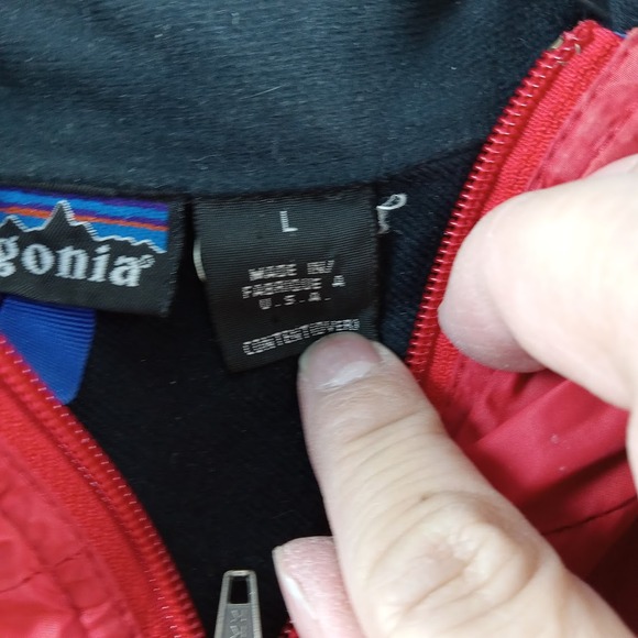 Vtg Patagonia Jacket Mens Large‎ Red Lightweight Windbreaker Nylon Fleece 90s* - Picture 8 of 12